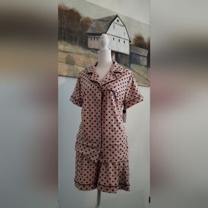 Ambrielle Pink Polka Dot Short Pajama Set